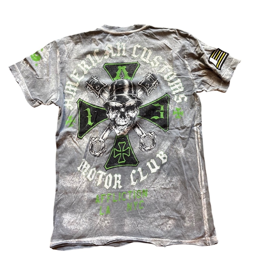 Y2K Affliction American Customs Motorcycle Shirt Size M